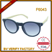 F6043 Lunettes de soleil pas cher cadre en plastique à la main et à la mode en bambou Temple